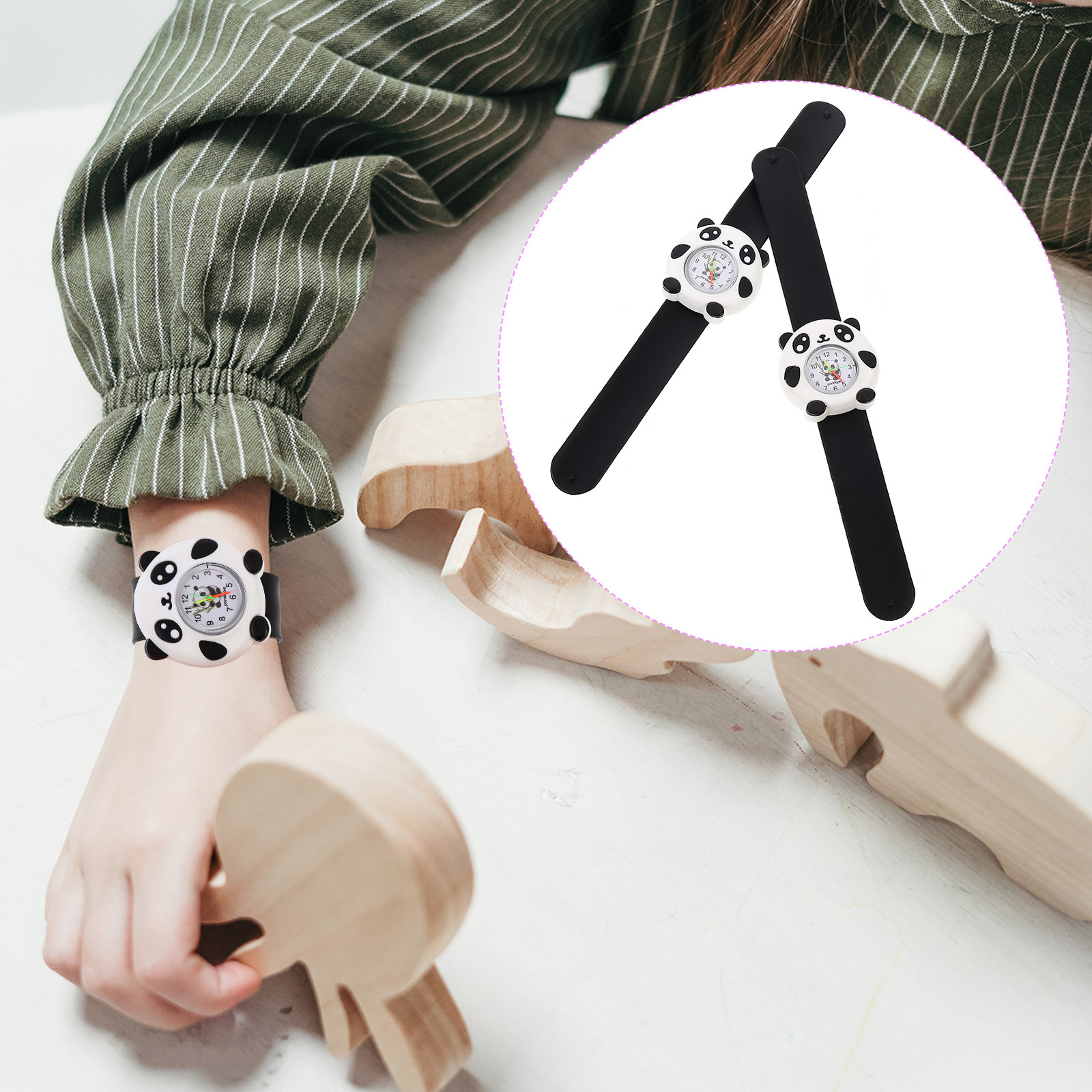Luxury Watch Kids - นาฬิกาข้อมือเด็ก 2 ชิ้น ดีไซน์แพนด้า วัสดุซิลิโคน น้ำหนักเบา