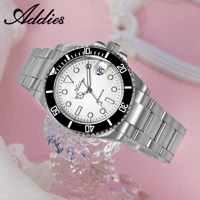 Luxury Watch In Japan - นาฬิกาข้อมือผู้หญิง ADDIES รุ่น GM12 ขอบหน้าปัดเซรามิก สายสแตนเลสสตีล