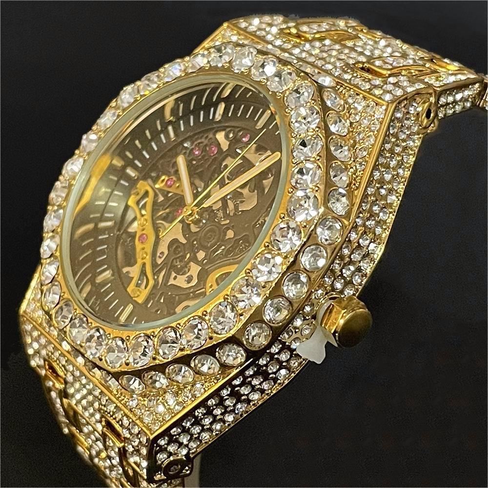 Luxury Watch And Jewelry Brand - หรูหรานาฬิกากลไกอัตโนมัติผู้ชายHip Hopยี่ห้อMISSFOXเหล็กเย็นเพชรเครื่องประดับGoldนาฬิกาข้อมือแฟชั่นMan 2023 ใหม่