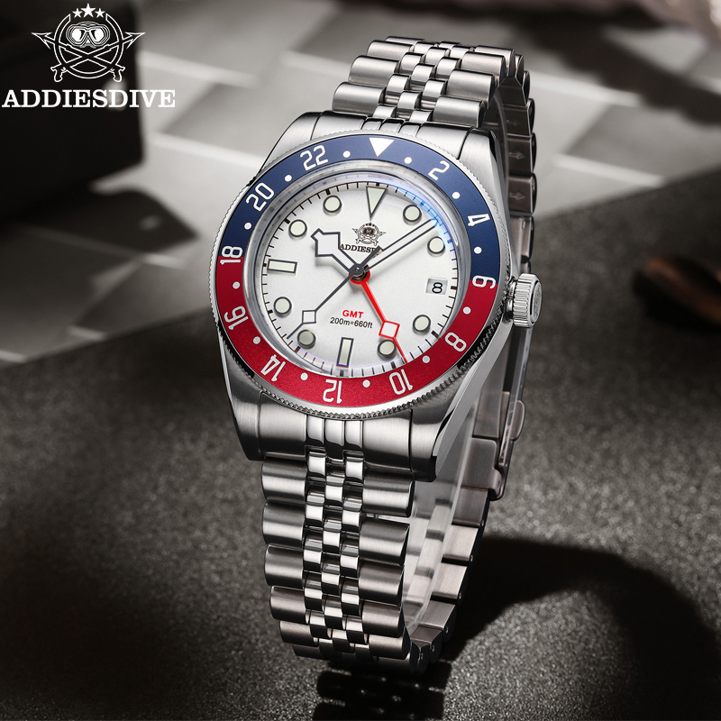 Luxury Watch Longines - Addiesdive นาฬิกาควอทซ์สแตนเลสสำหรับผู้ชาย, นาฬิกานักดำน้ำ200ม. ส่องสว่างมากตัวเรือนตัวเรือนสแตนเลส AD2044