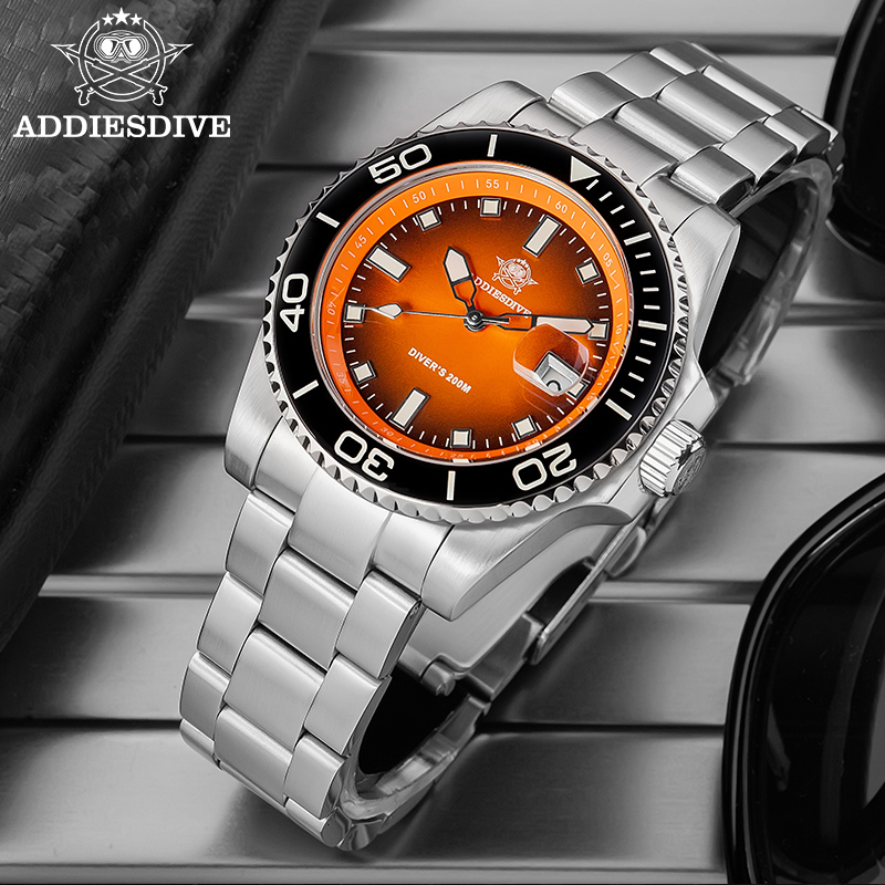 Luxury Watch Longines - ADDIESDIVE นาฬิกาผู้ชายควอตซ์สแตนเลสนาฬิกาดำน้ำ 200M ซุปเปอร์ลูมินัส หรูหรานาฬิกาเรโลจ ฮอมเบอร์ใหม่นาฬิกาเรโลจ