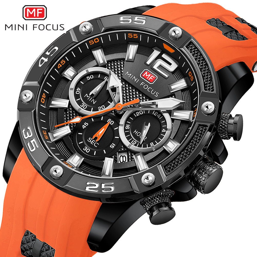 Luxury Watch Exchange - MINI FOCUS นาฬิกาโครโนกราฟแบรนด์หรูอะนาล็อกควอตซ์กีฬาผู้ชายนาฬิกาบุรุษซิลิโคนกันน้ําวันที่แฟชั่นนาฬิกาข้อมือ 0349