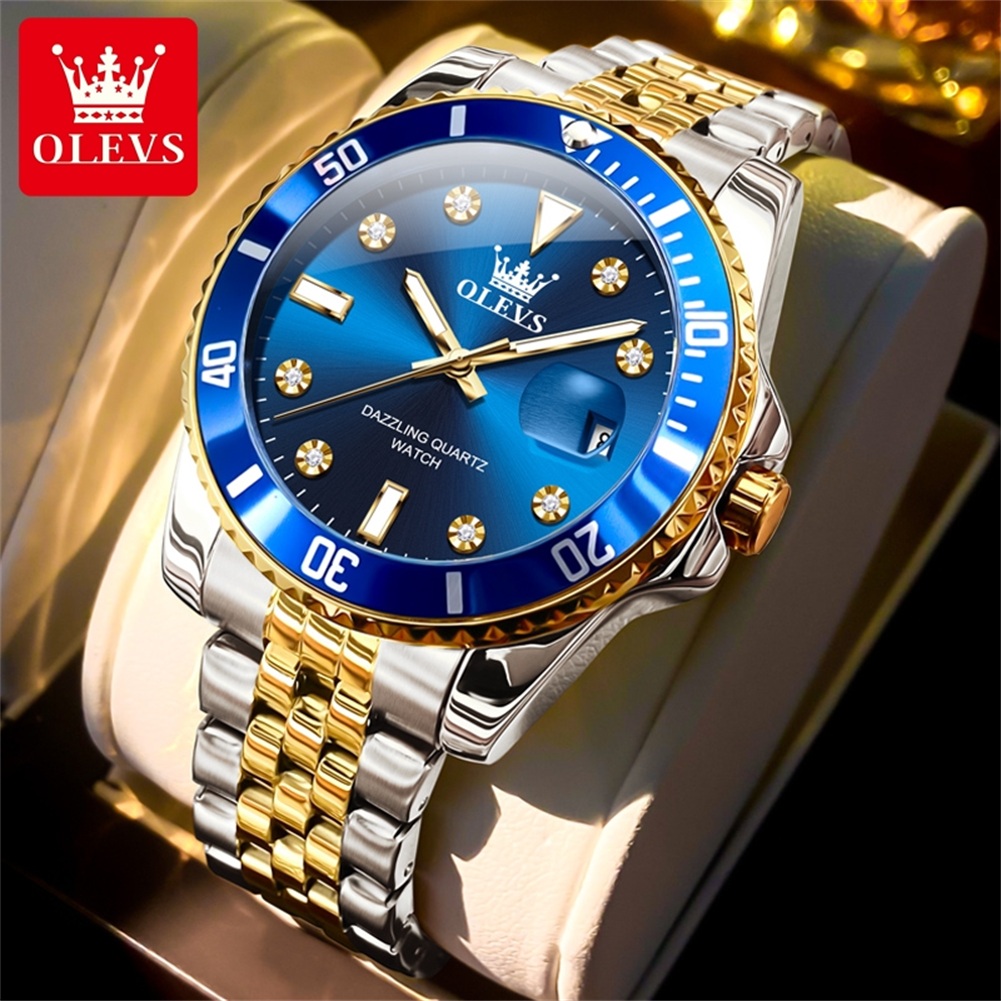 Luxury Watch Exchange - OLEVS หรูหรานาฬิกาธุรกิจกันน้ําชายนาฬิกาส่องสว่างวันที่สแตนเลสสีฟ้าควอตซ์ผู้ชายนาฬิกา Reloj Relógio Masculino