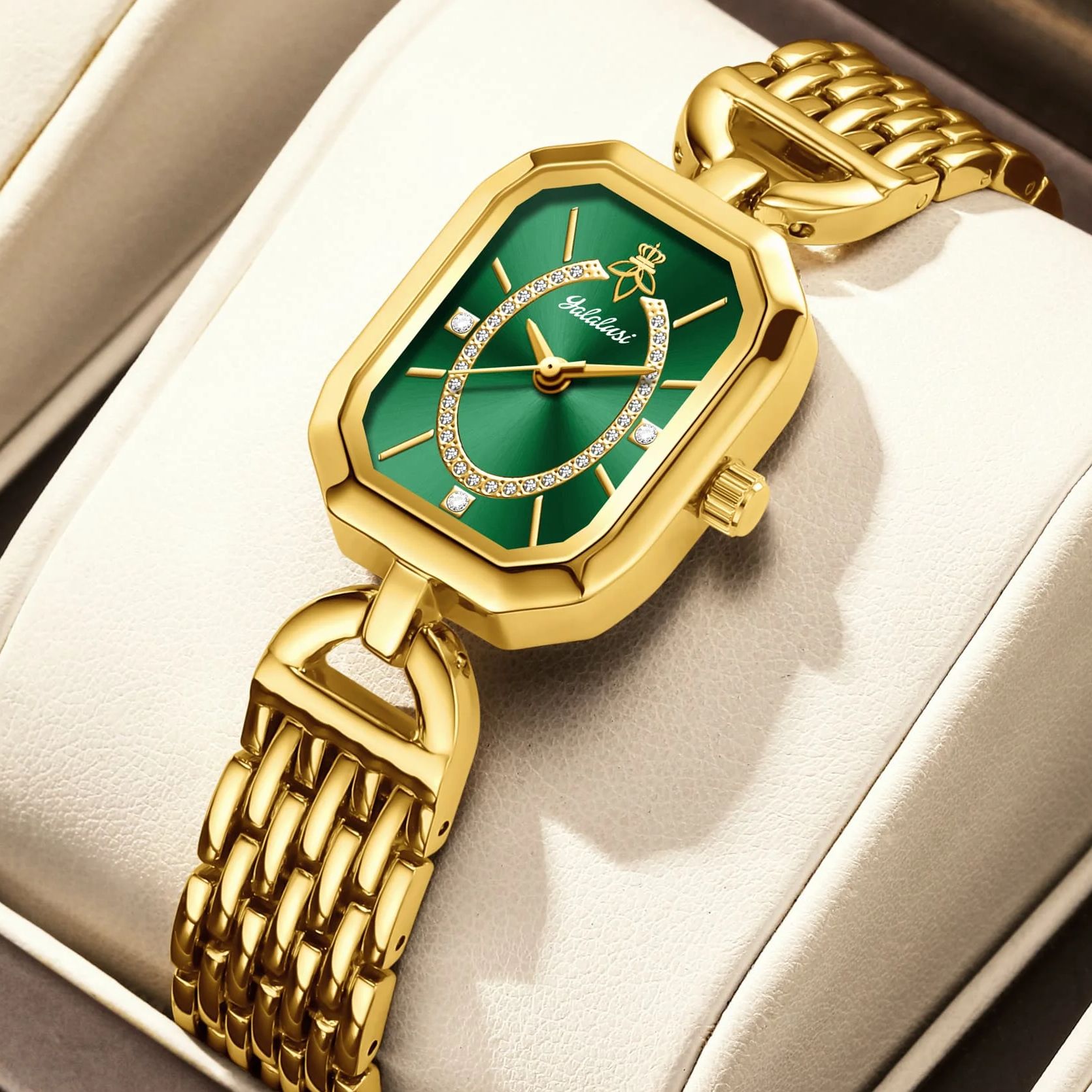 Luxury Watch Kids - นาฬิกาควอทซ์กันน้ำสำหรับผู้หญิงพร้อมสายเหล็กหรูหรา – นาฬิกาของขวัญที่สมบูรณ์แบบสำหรับสุภาพสตรี นาฬิกาสำหรับเด็กผู้หญิงเรโลจ มูเยร์