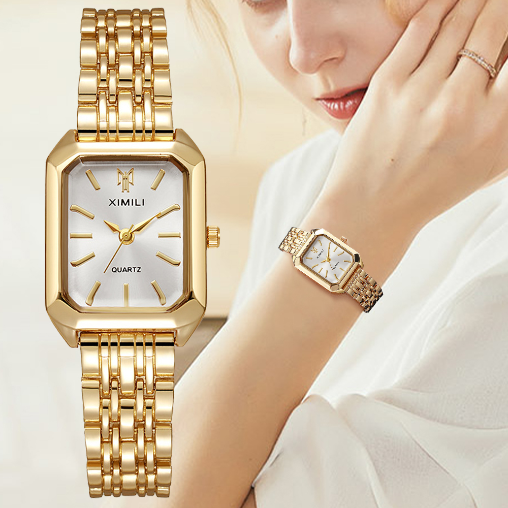 Luxury Watch Kids - ผู้หญิงหรูหรานาฬิกาแฟชั่นสี่เหลี่ยมผืนผ้าสุภาพสตรีสตีลควอตซ์นาฬิกา Reloj Mujer Relogio Feminino หญิงนาฬิกาของขวัญ