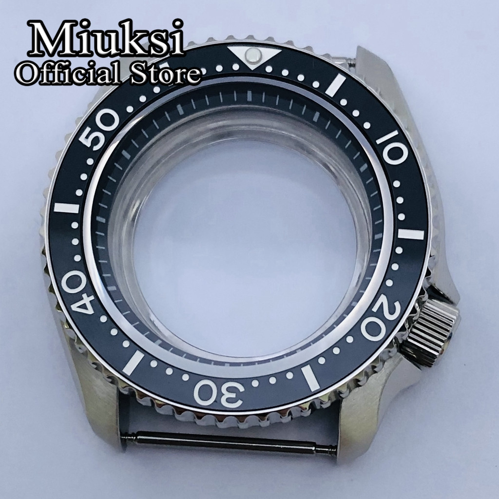 Exhibition Caseback - Miuksi 42 มม.เงินปราศจากเชื้อนาฬิกาเซรามิค BEZEL สีดํา Chapter