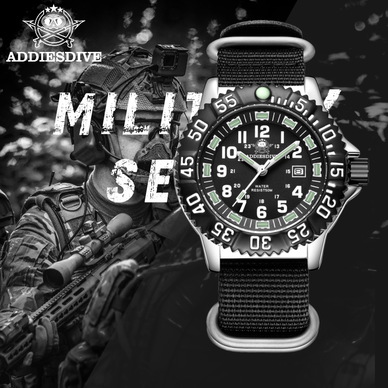 Luxury Watch Longines - ADDIESDIVE แฟชั่นผู้ชายนาฬิกาอะนาล็อก 50 M กันน้ําไนลอนกีฬาผู้ชายนาฬิกาข้อมือทหารนาฬิกาควอตซ์สําหรับชาย