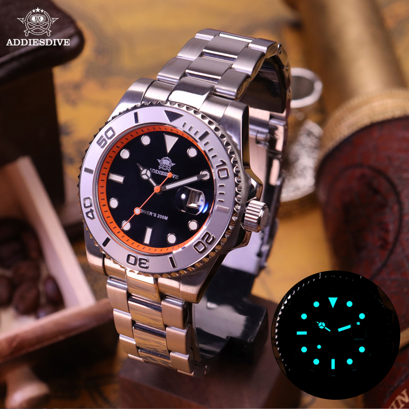 Luxury Watch Longines - นาฬิกาดำน้ำสำหรับผู้ชาย ADDIESDIVE กันน้ำลึก 200 เมตร พร้อมไฟเรืองแสง