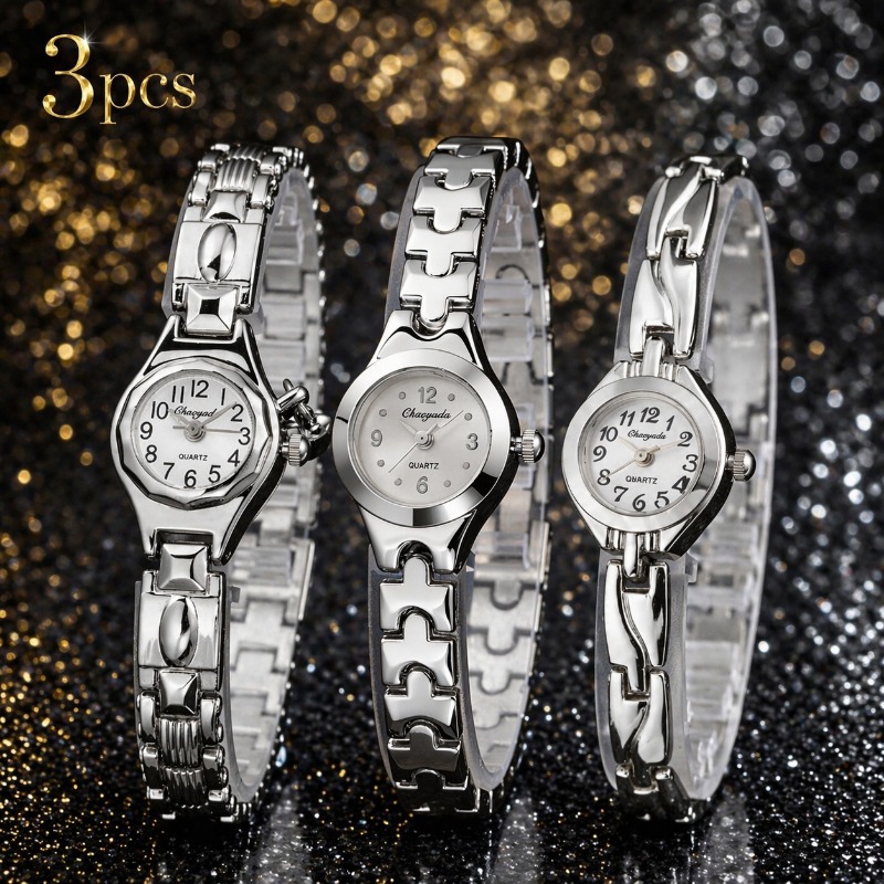 3 ชิ้นแฟชั่นนาฬิกาผู้หญิงชุดตั - Luxury Watch With Arabic Numerals บทวิจารณ์และราคา
