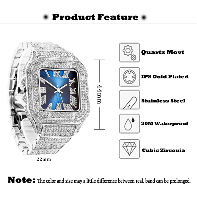 MISSFOX Mens Hip Hop Baguette  - Luxury Watch And Jewelry Brand บทวิจารณ์และราคา