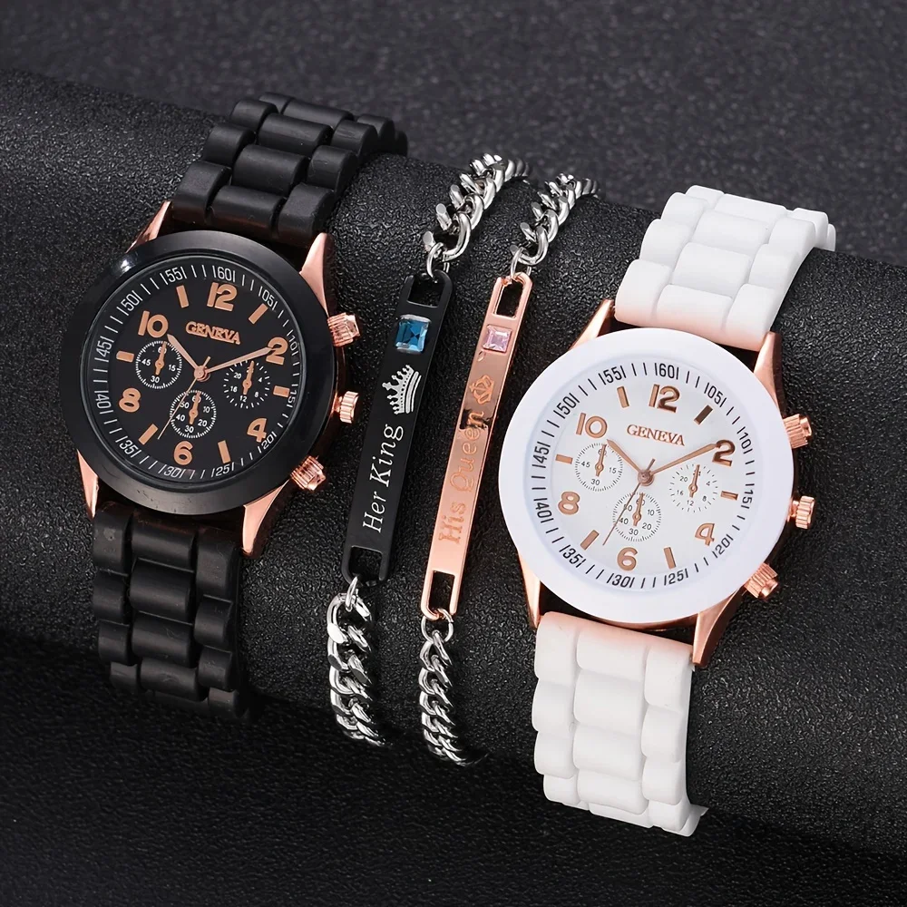 2 ชิ้นผู้หญิงหรูหราชุดนาฬิกาแฟ - Luxury Watch With Rubber Strap บทวิจารณ์และราคา
