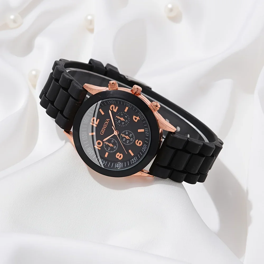 2 ชิ้นผู้หญิงหรูหราชุดนาฬิกาแฟ - Luxury Watch With Rubber Strap บทวิจารณ์และราคา