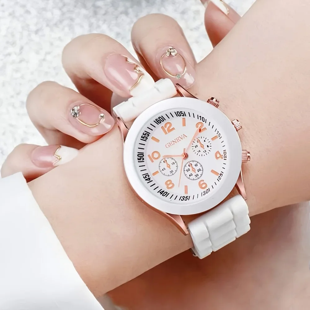 2 ชิ้นผู้หญิงหรูหราชุดนาฬิกาแฟ - Luxury Watch With Rubber Strap บทวิจารณ์และราคา