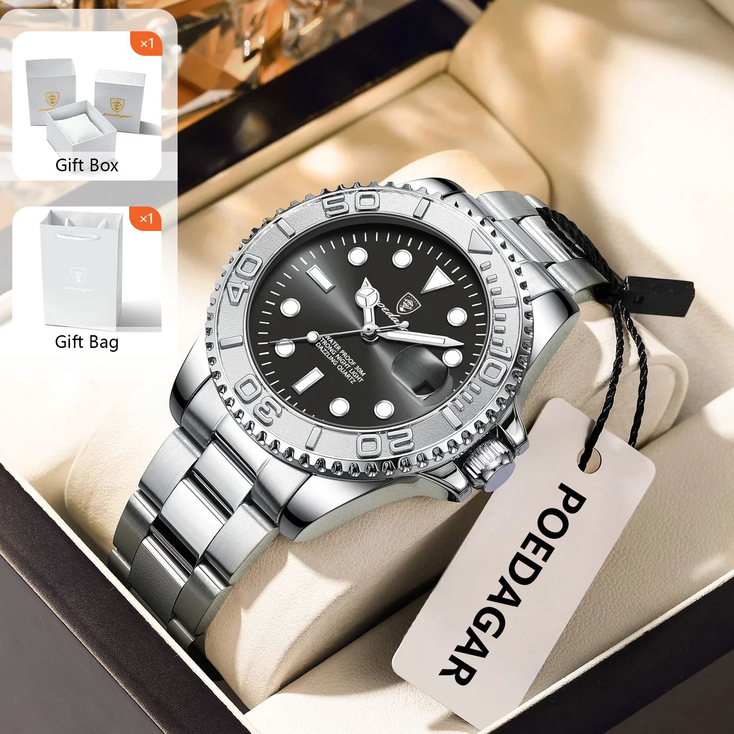 POEDAGAR อินเทรนด์กีฬาผู้ชายนา - Luxury Watch And Bracelet บทวิจารณ์และราคา