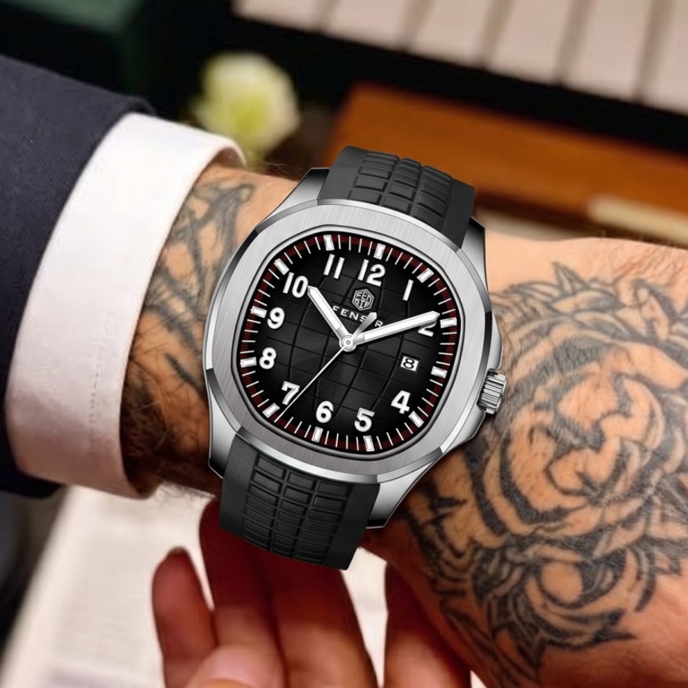 นาฬิกาควอตซ์สำหรับผู้ชาย ดีไซน - Luxury Watch With Rubber Strap บทวิจารณ์และราคา