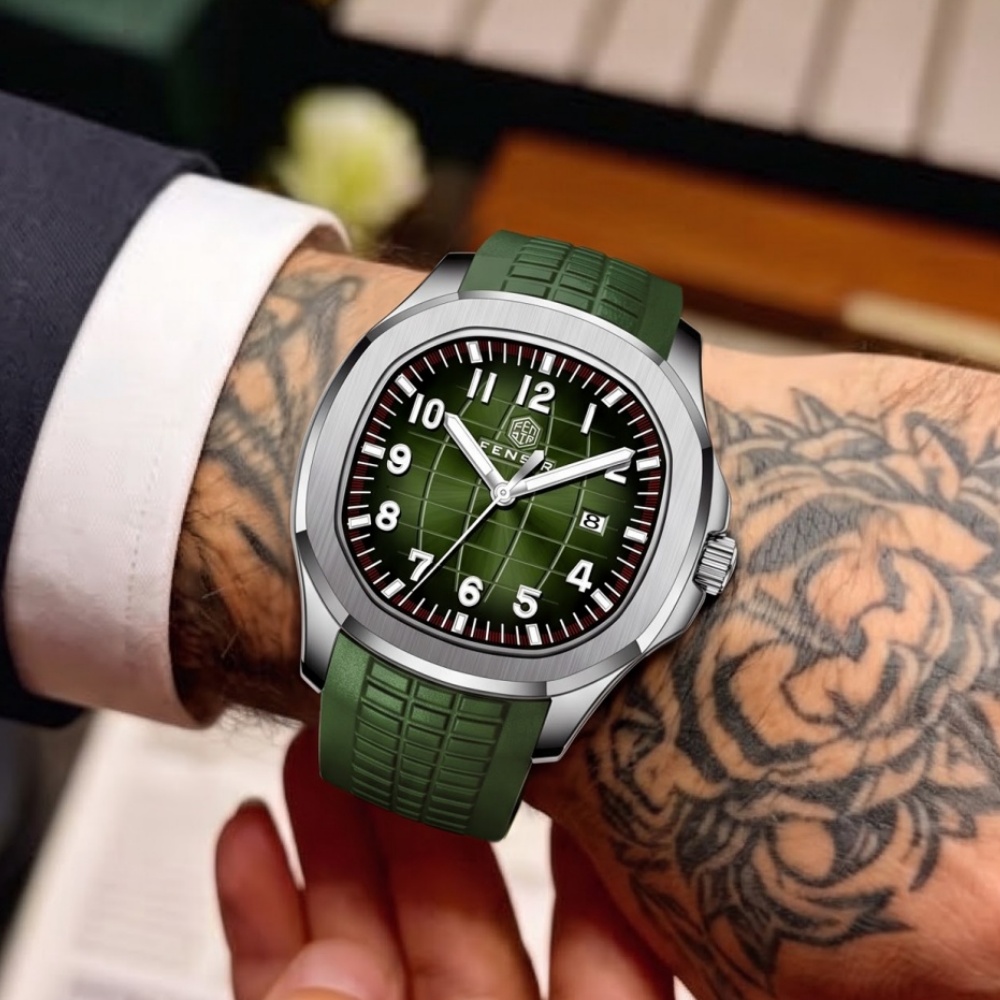 นาฬิกาควอตซ์สำหรับผู้ชาย ดีไซน - Luxury Watch With Rubber Strap บทวิจารณ์และราคา