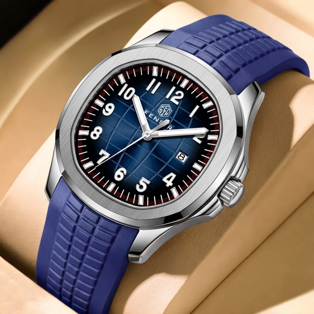 นาฬิกาควอตซ์สำหรับผู้ชาย ดีไซน - Luxury Watch With Rubber Strap บทวิจารณ์และราคา