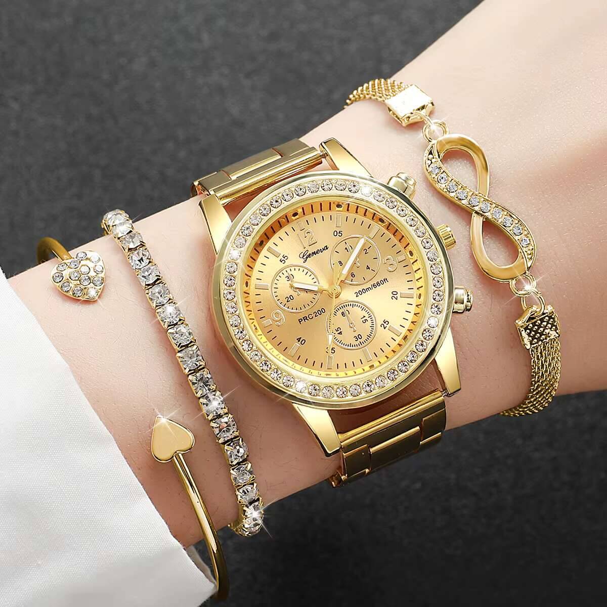 4 ชิ้น/เซ็ตหรูหราไรน์สโตนนาฬิก - Luxury Watch Packaging Box บทวิจารณ์และราคา