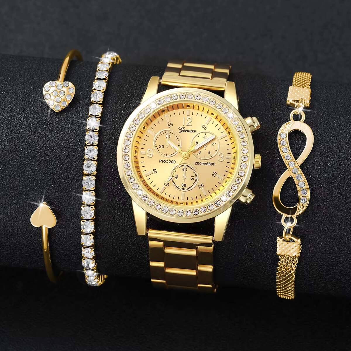 4 ชิ้น/เซ็ตหรูหราไรน์สโตนนาฬิก - Luxury Watch Packaging Box บทวิจารณ์และราคา