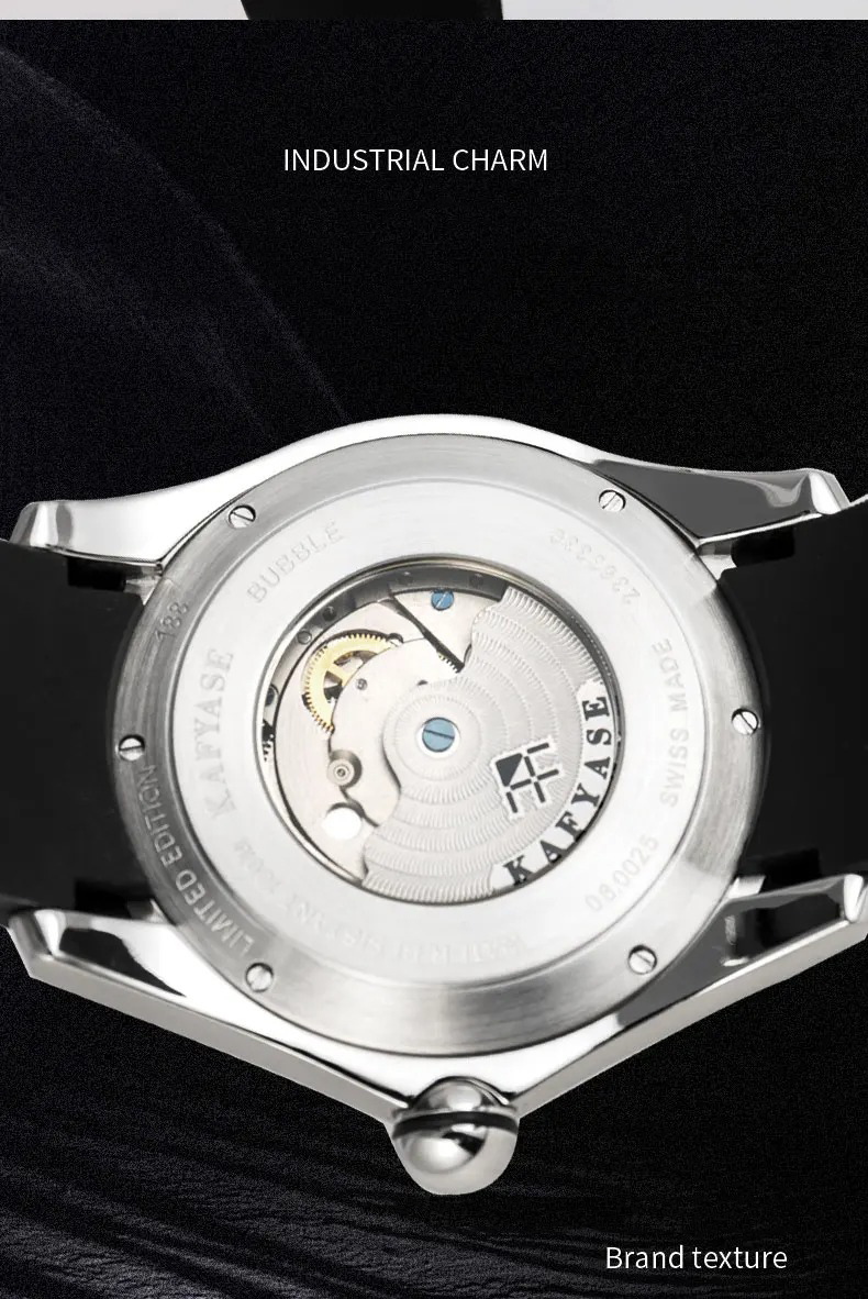 KAFYASE ผู้ชายนาฬิกาอัตโนมัติ  - Luxury Watch With Rubber Strap บทวิจารณ์และราคา